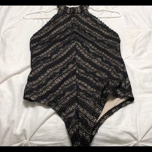 Black lace halter top  bodysuit